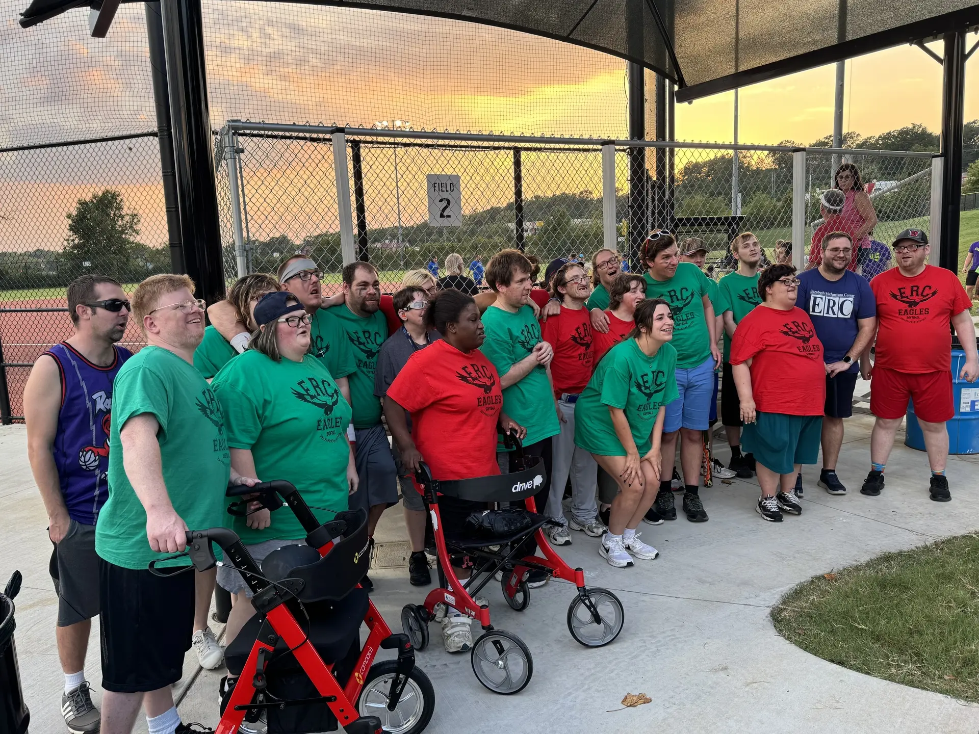 ERC clients posing for a group picture at a sports event